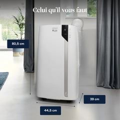 De'Longhi Pinguino PAC EX93 Climatiseur Mobile 8900 BTU - 3-en-1 avec Eco Real Feel et Arctic Whisper Extreme, Classe Énergétique A+, Silencieux, Pour 33,5 m² - Blanc