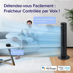 LEVOIT Classic Pro Smart LTF-F422S-KEU - Ventilateur colonne connecté WiFi, silencieux 25dB, moteur DC 30W, 12 vitesses, compatible Alexa, Noir