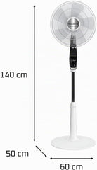 Rowenta Turbo Silence Extreme VU5690F0 - Ventilateur sur pied silencieux, moteur écoénergétique Effitech, 14 vitesses, télécommande, Blanc et Métallisé