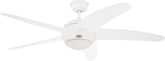 Westinghouse Bendan 7214040 - Ventilateur de plafond d'intérieur 132 cm avec luminaire verre opale dépoli, 5 pales, télécommande - Blanc