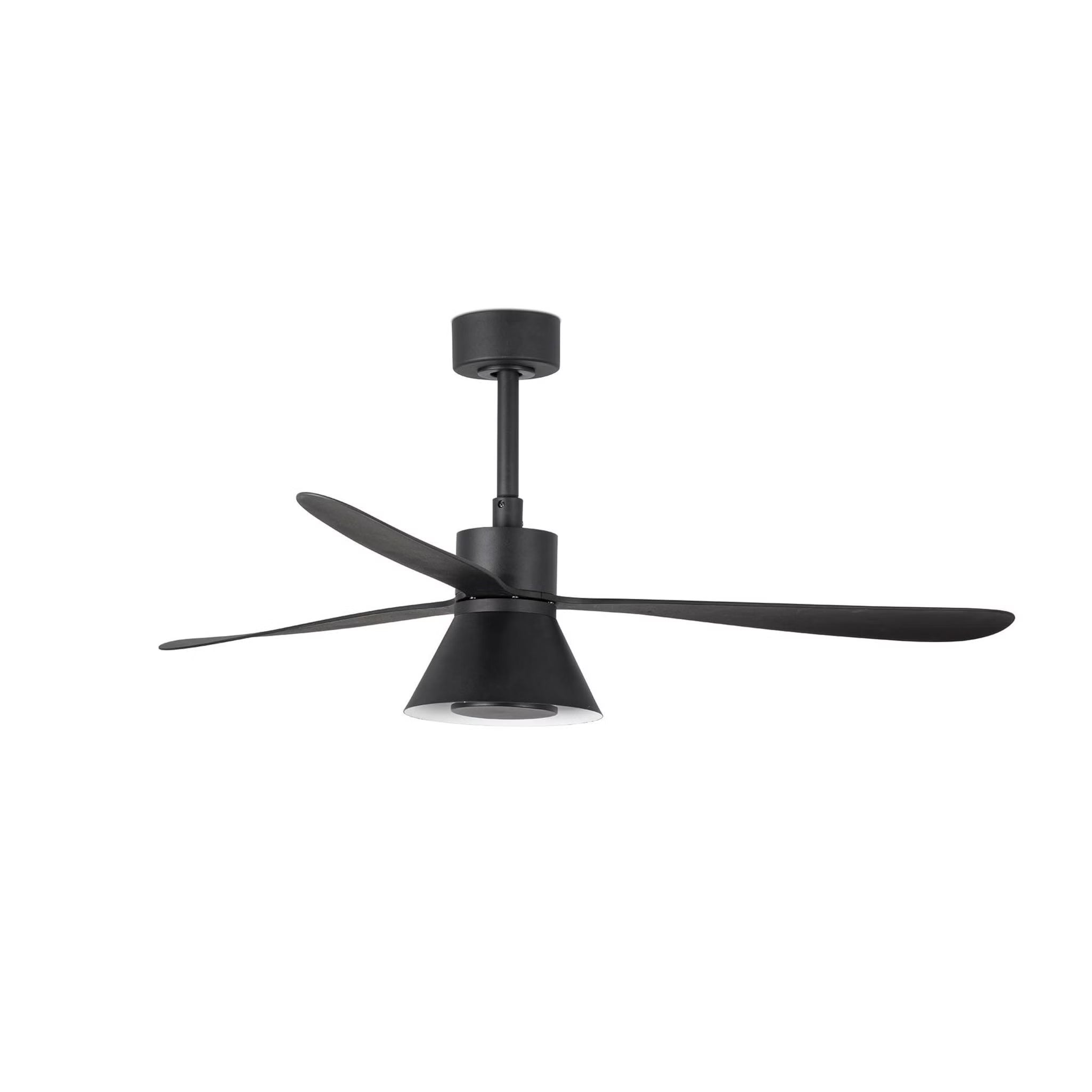 Ventilateur de Plafond Amelia II Black Ø 132 cm - Éclairage LED 20W Variable, Moteur DC Économe 28W, 6 Vitesses, Mode Été/Hiver, Télécommande - Noir Mat