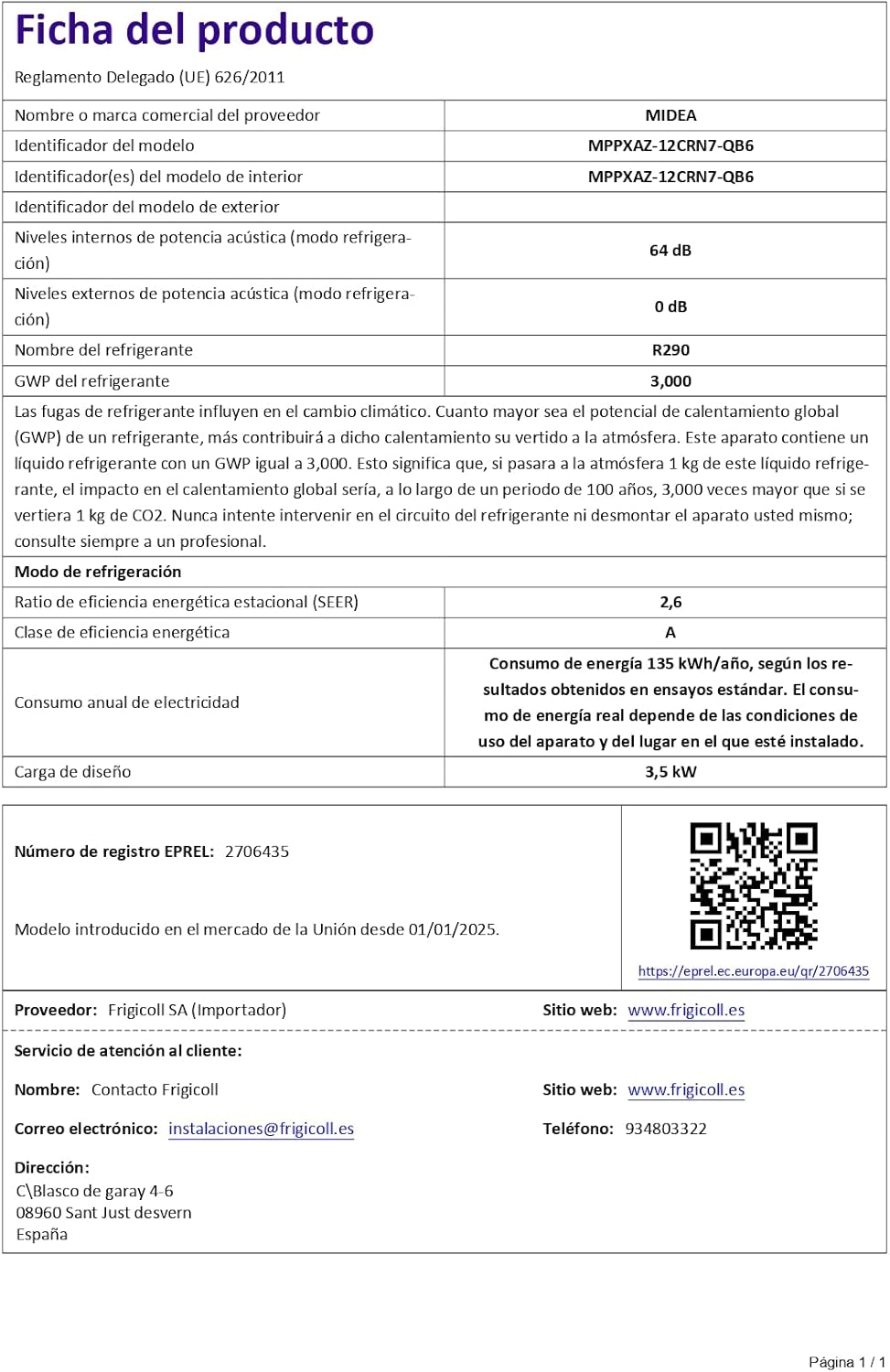 MIDEA Climatiseur Mobile 12000 BTU - Appareil 4-en-1 avec Ioniseur, Double Filtre, Contrôle Wi-Fi/App et Télécommande, Kit Fenêtre Inclus, Classe Énergétique A - Blanc