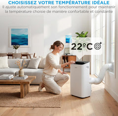 MIDEA Climatiseur Mobile 12000 BTU - Appareil 4-en-1 avec Ioniseur, Double Filtre, Contrôle Wi-Fi/App et Télécommande, Kit Fenêtre Inclus, Classe Énergétique A - Blanc