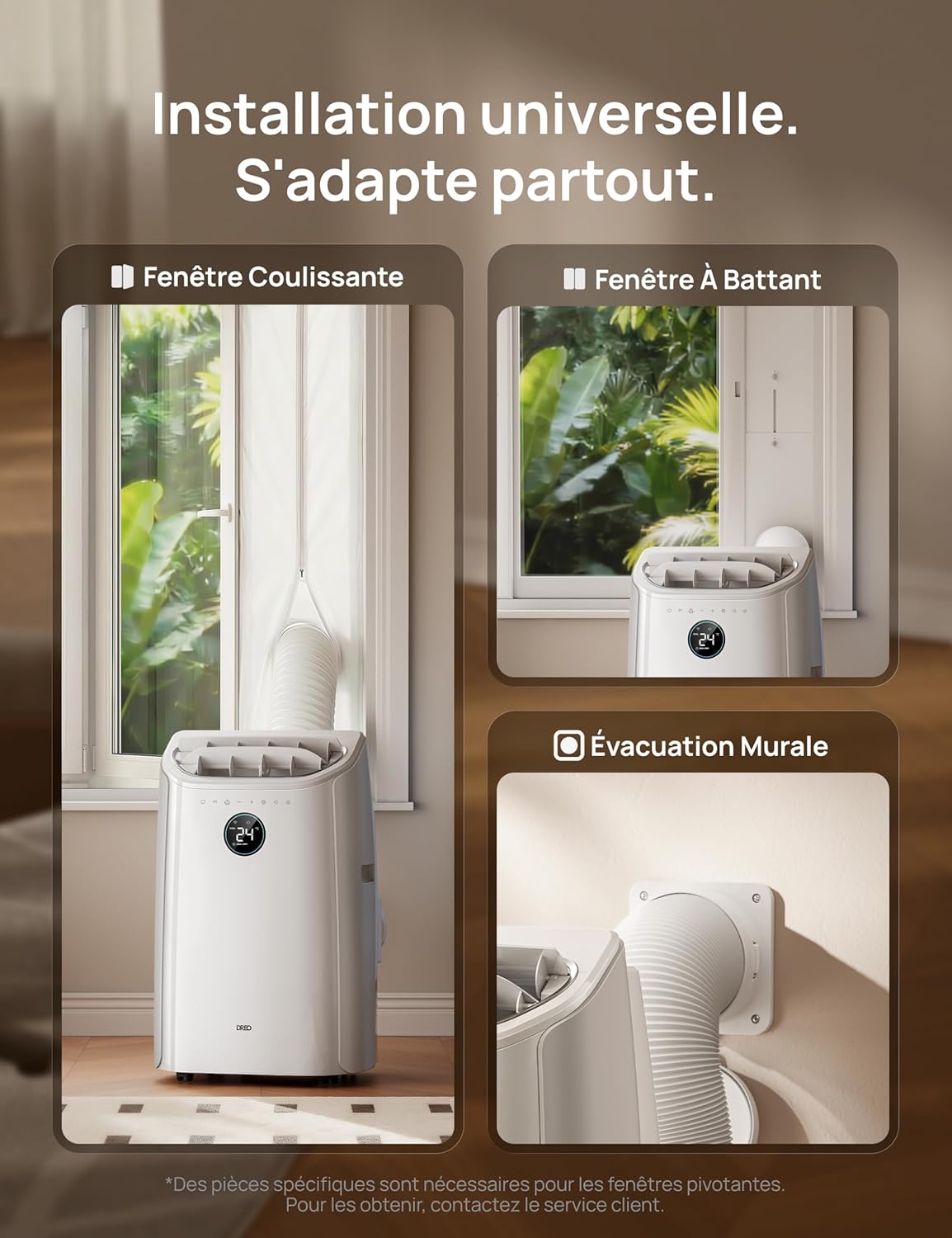 DREO DR-HAC006S Climatiseur Mobile 12 000 BTU - Appareil 3-en-1 avec Refroidissement IceCool, Déshumidificateur 3,2L/h, Connecté Wi-Fi (Alexa/Google), Silencieux 45 dB, Classe A - Blanc