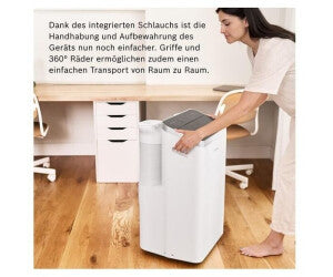 Bosch Cool 4000 Climatiseur Mobile 9 000 BTU (2,6 kW) - Appareil 4-en-1 avec Déshumidification et Ventilation, Silencieux en Mode Nuit, Classe Énergétique A+, Pour 35 m² - Blanc/Noir