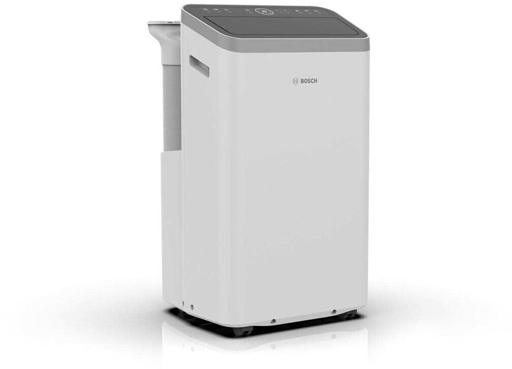 Bosch Cool 4000 Climatiseur Mobile 9000 BTU (2,6 kW) - Appareil 3-en-1 avec Refroidissement, Déshumidification et Ventilation, Oscillation Swing, Classe Énergétique A+ - Blanc/Noir
