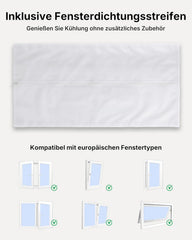 Temprium Climatiseur Mobile 9000 BTU (2,6 kW) - Appareil Écoénergétique 3-en-1 avec Contrôle Wi-Fi/Vocal, Mode Nuit Silencieux 48 dB, Minuterie 24H et Kit Fenêtre Inclus, Classe A - Blanc