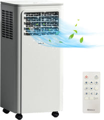 SHINCO Climatiseur Mobile 7000 BTU (2,1 kW) - Appareil 3-en-1 avec Climatisation, Déshumidificateur et Ventilateur, Minuteur 24h, Télécommande et Kit Fenêtre inclus - Blanc