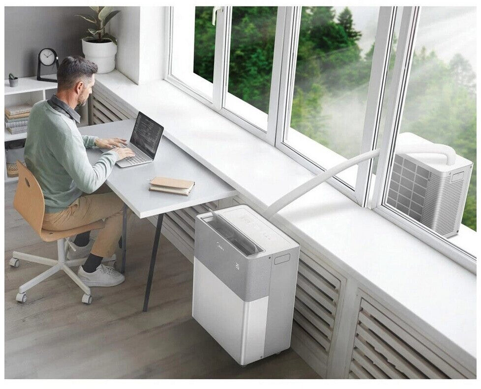 Midea PortaSplit Climatiseur Split Mobile Réversible 12 000 BTU (3,5 kW) - Appareil 3-en-1 avec Chauffage et Climatisation, Wi-Fi Intelligent, Silencieux 39 dB, Classe Énergétique A++/A+ - Blanc