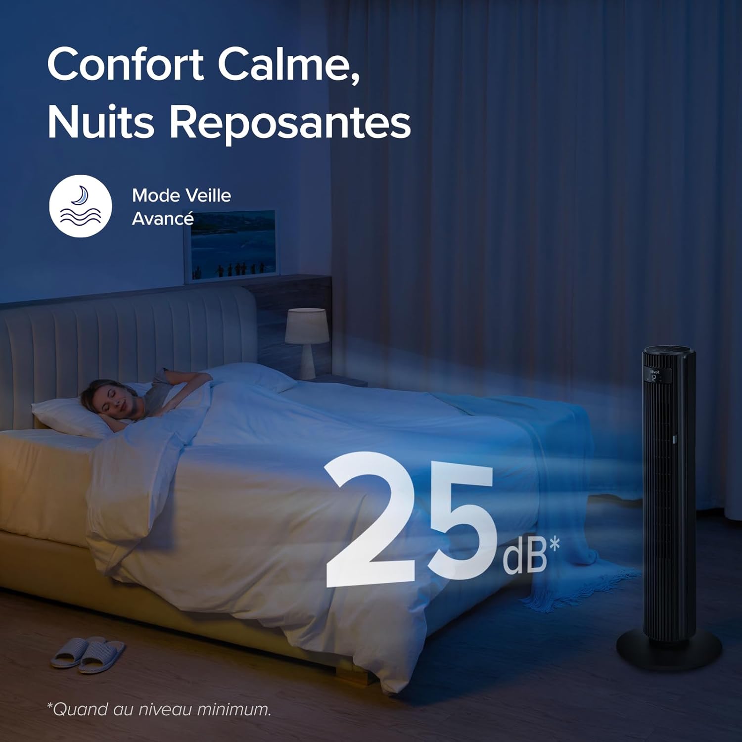 LEVOIT Classic Pro Smart LTF-F422S-KEU - Ventilateur colonne connecté WiFi, silencieux 25dB, moteur DC 30W, 12 vitesses, compatible Alexa, Noir