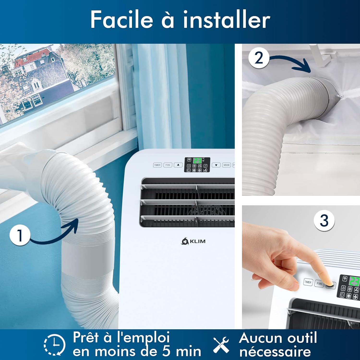 PIAZCEW Rafraîchisseur d'Air 4 en 1 - Climatiseur mobile portable sans évacuation, 6 vitesses, minuterie 12h, oscillation 90° et télécommande - Blanc