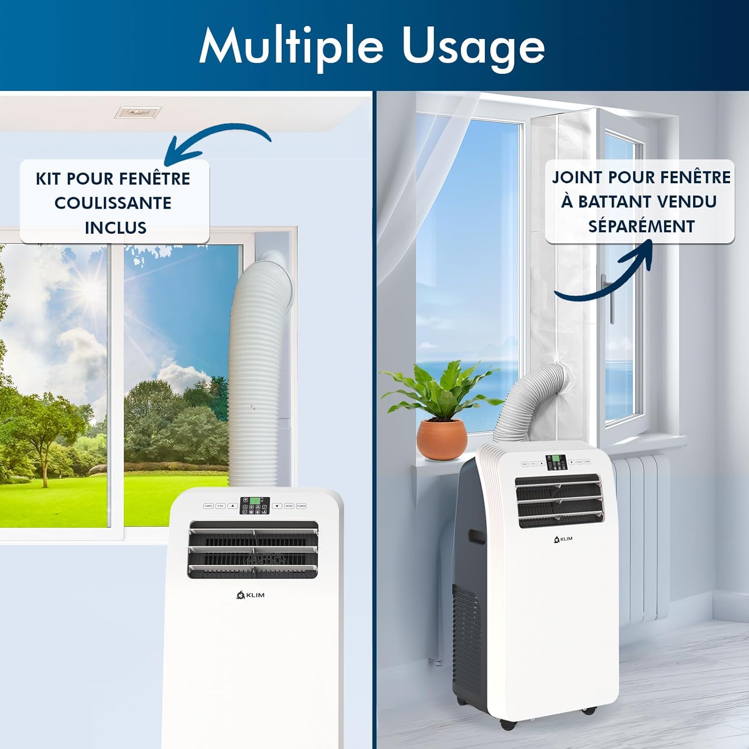 PIAZCEW Rafraîchisseur d'Air 4 en 1 - Climatiseur mobile portable sans évacuation, 6 vitesses, minuterie 12h, oscillation 90° et télécommande - Blanc