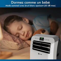 PIAZCEW Rafraîchisseur d'Air 4 en 1 - Climatiseur mobile portable sans évacuation, 6 vitesses, minuterie 12h, oscillation 90° et télécommande - Blanc