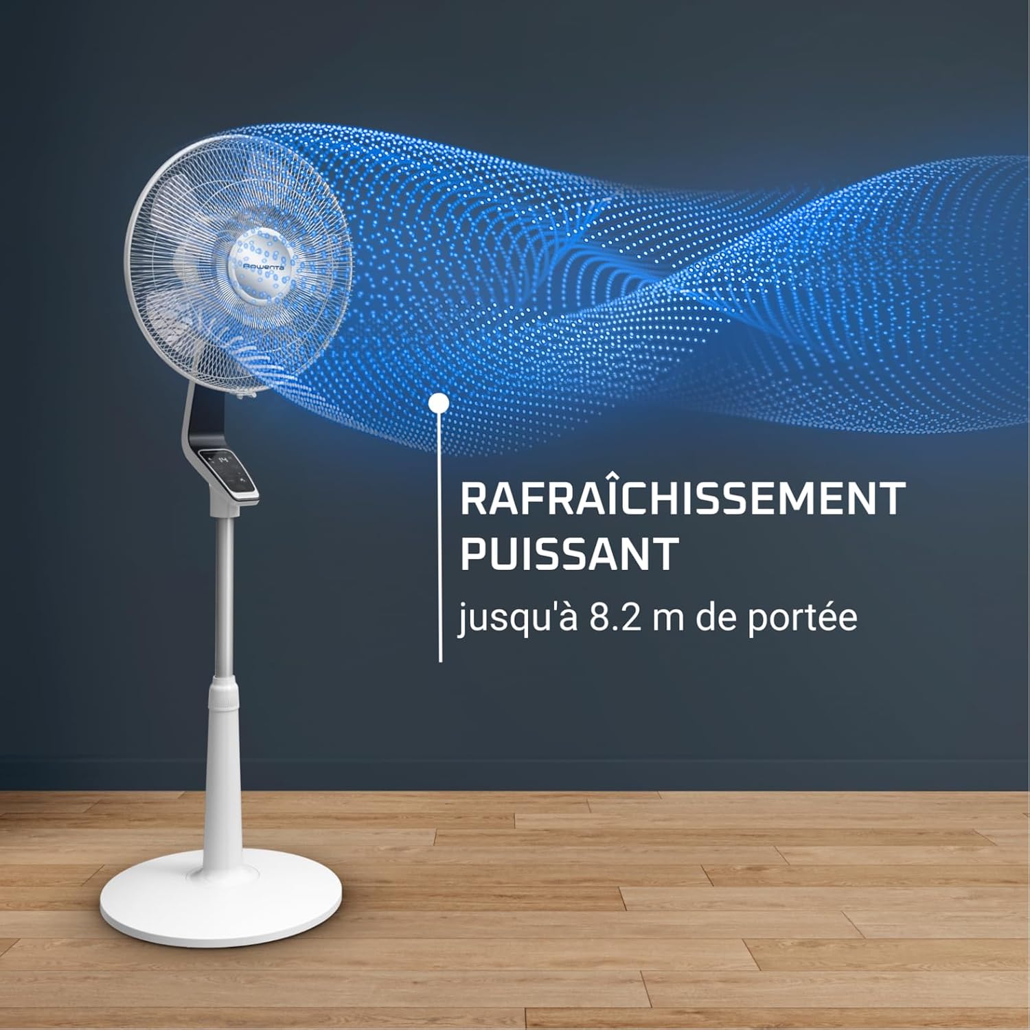 Rowenta Turbo Silence Extreme VU5690F0 - Ventilateur sur pied silencieux, moteur écoénergétique Effitech, 14 vitesses, télécommande, Blanc et Métallisé