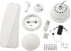 Westinghouse Bendan 7214040 - Ventilateur de plafond d'intérieur 132 cm avec luminaire verre opale dépoli, 5 pales, télécommande - Blanc